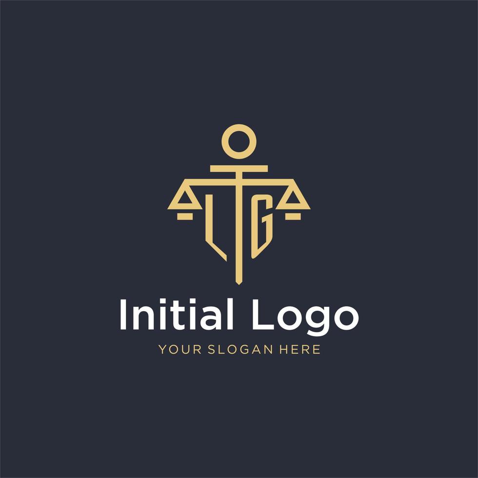LG initial monogram logo with scale and pillar style design vector