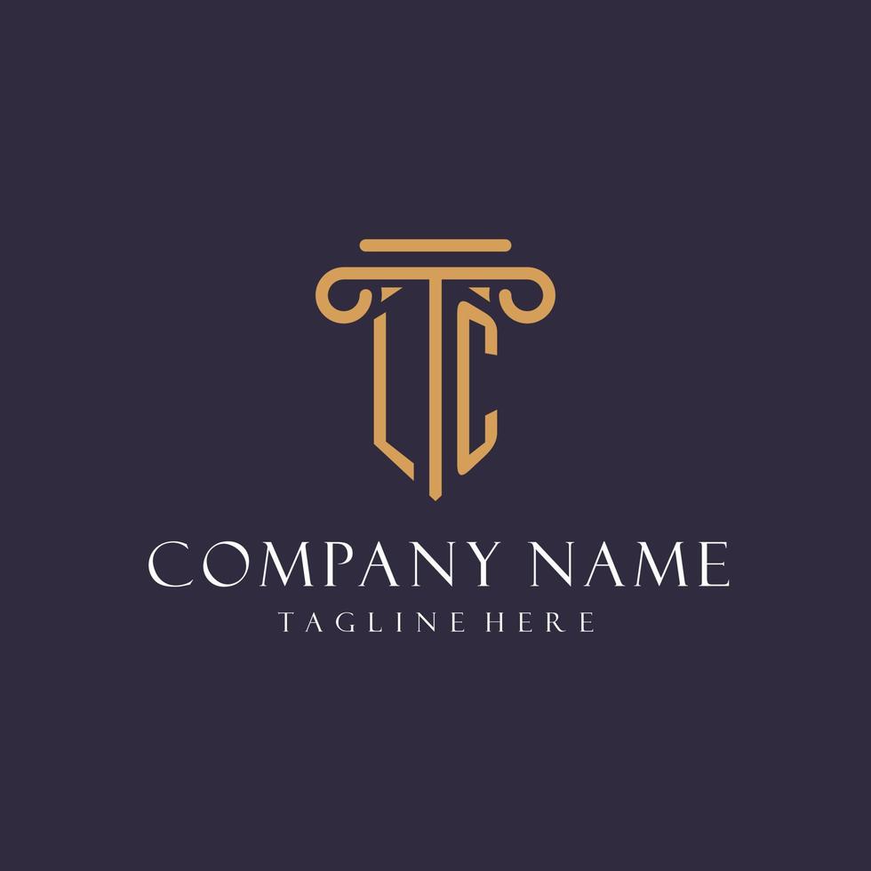 LC monogram initials design for law firm, lawyer, law office with pillar style vector