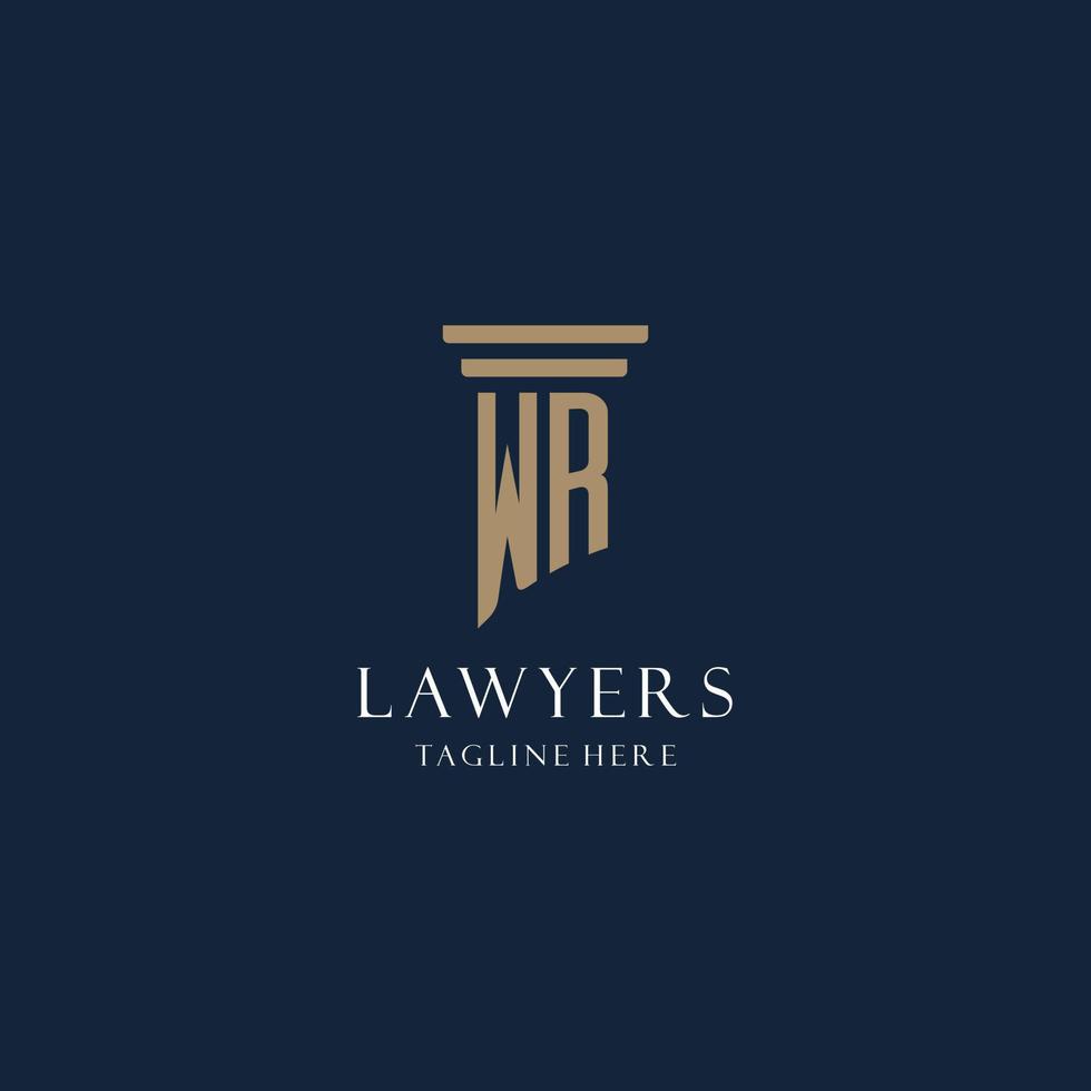 WR initial monogram logo for law office, lawyer, advocate with pillar style vector