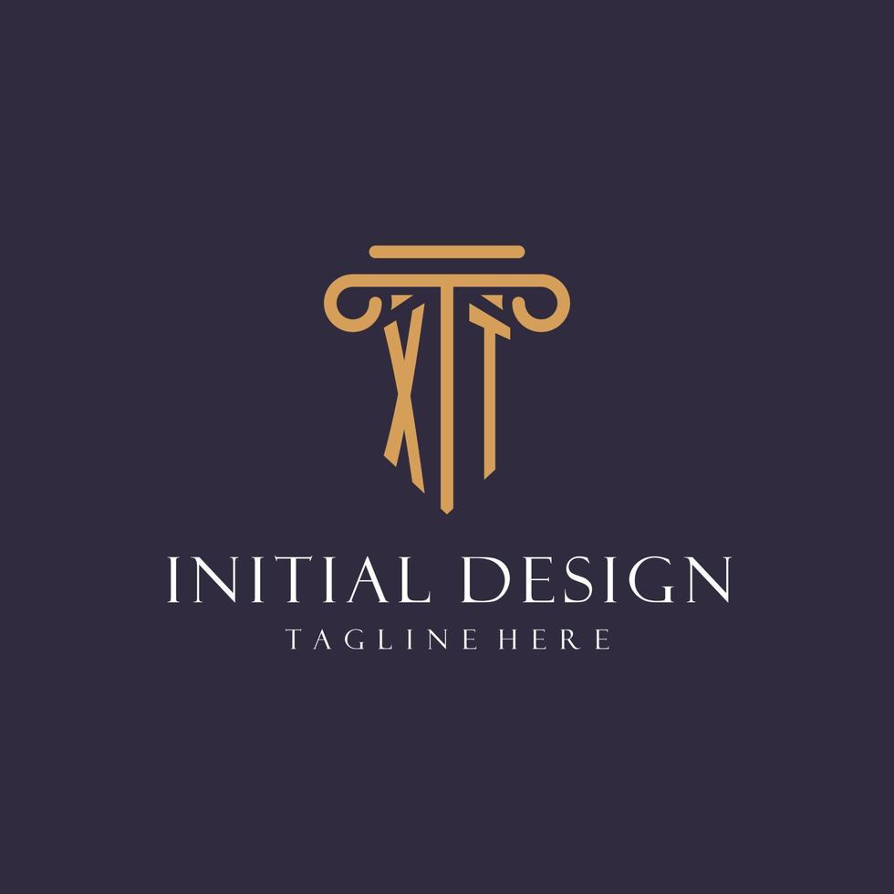 XT monogram initials design for law firm, lawyer, law office with pillar style vector