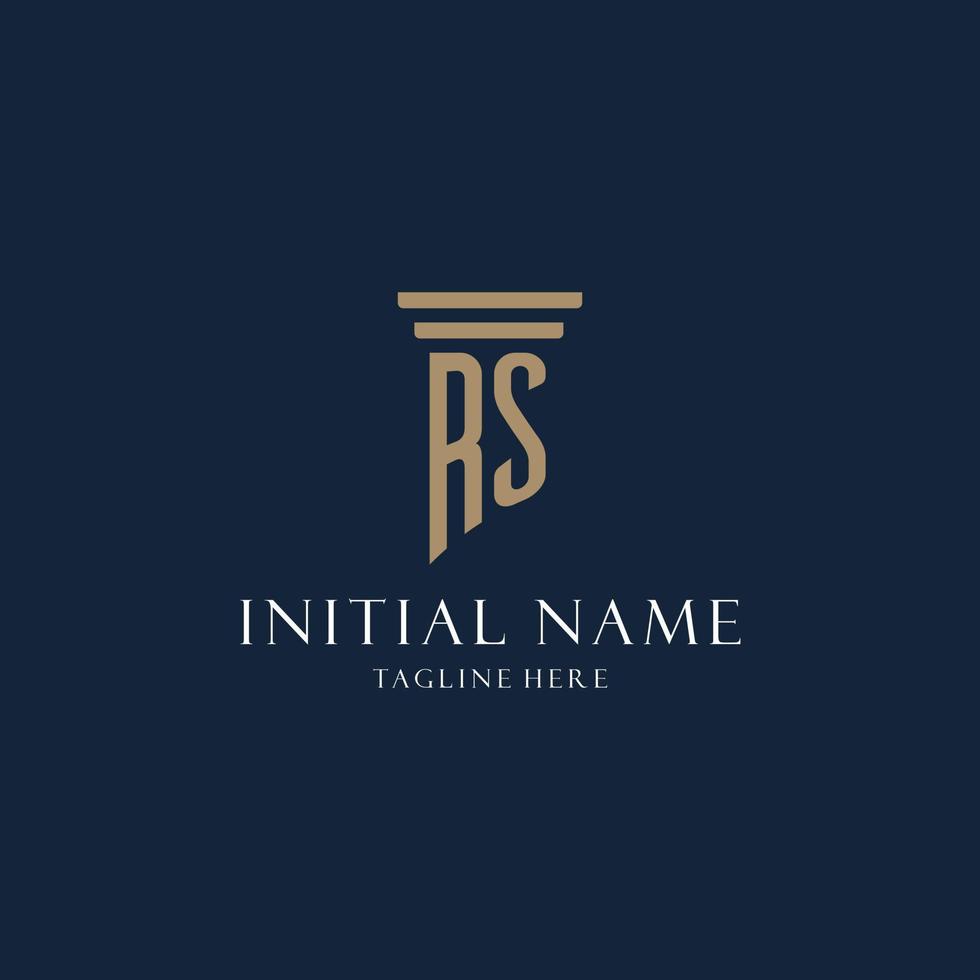 RS initial monogram logo for law office, lawyer, advocate with pillar style vector