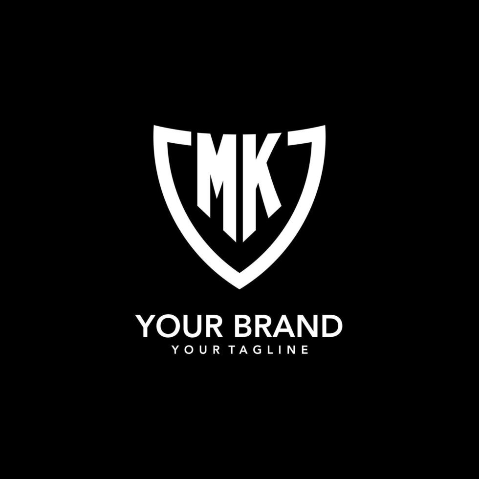 MK monogram initial logo with clean modern shield icon design vector