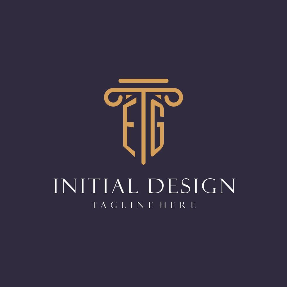 EG monogram initials design for law firm, lawyer, law office with pillar style vector