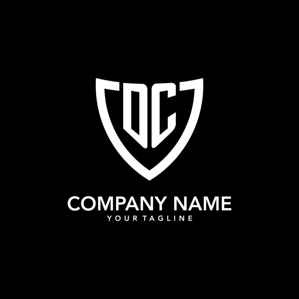 DC monogram initial logo with clean modern shield icon design vector