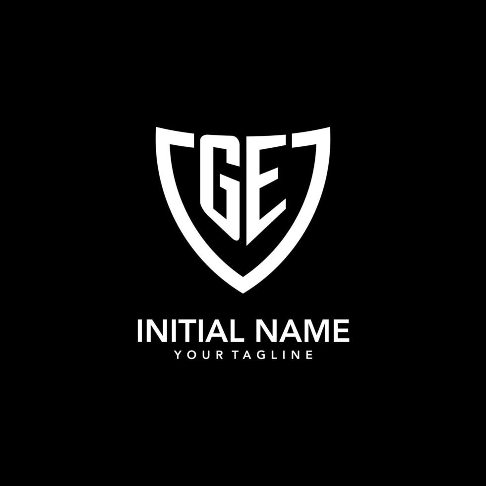 GE monogram initial logo with clean modern shield icon design vector