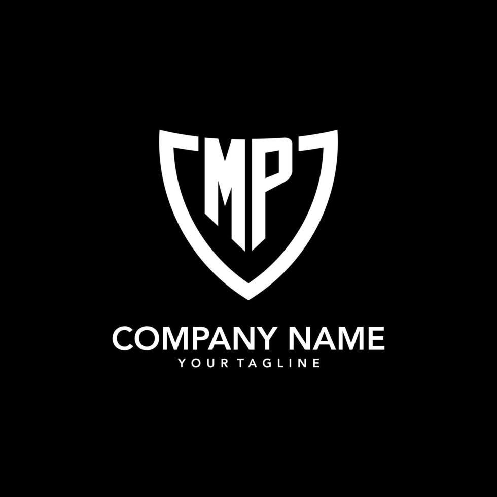 MP monogram initial logo with clean modern shield icon design vector