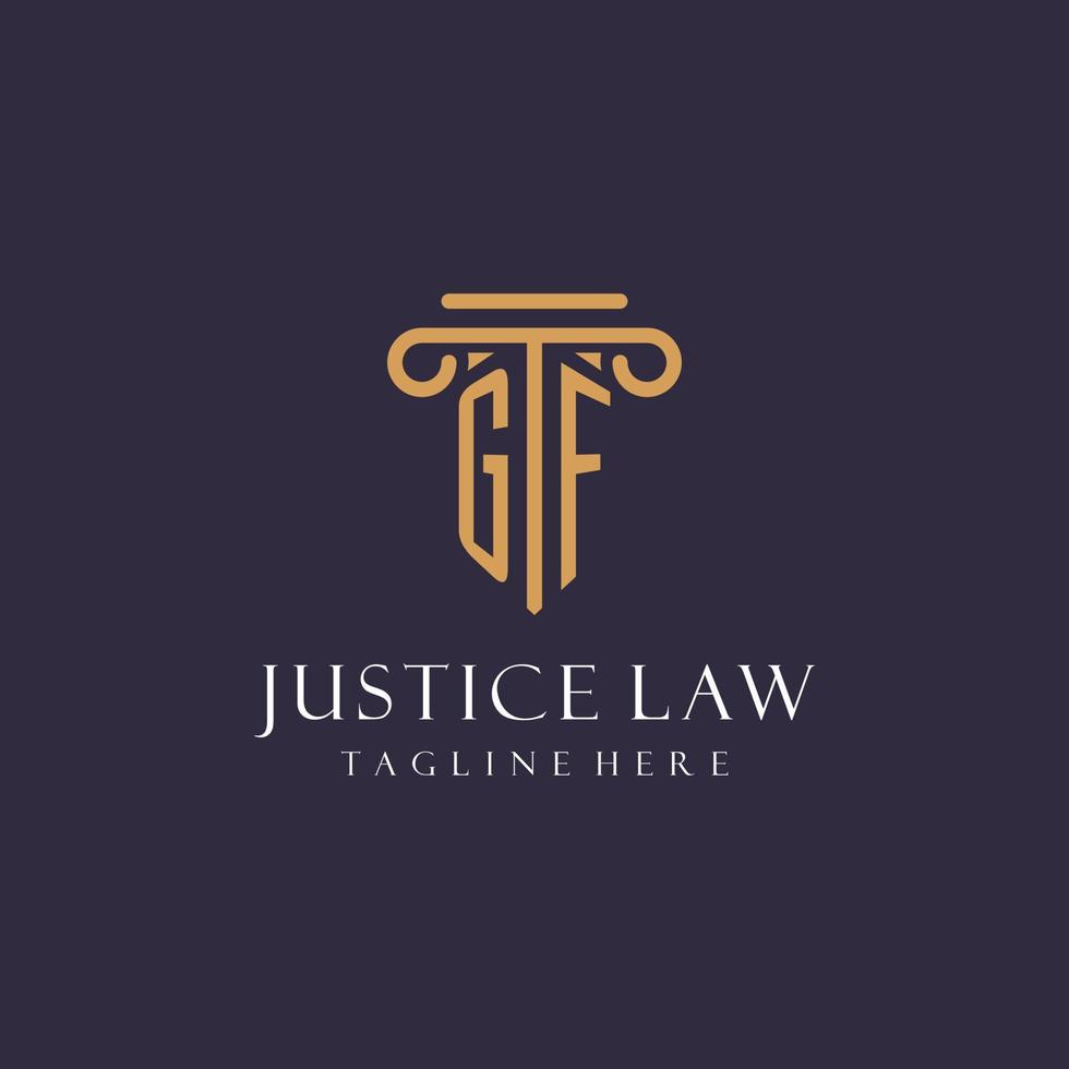 GF monogram initials design for law firm, lawyer, law office with pillar style vector