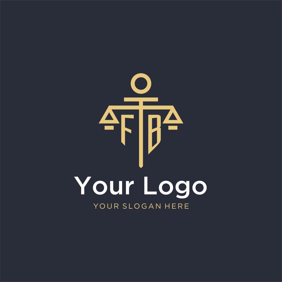 FB initial monogram logo with scale and pillar style design vector