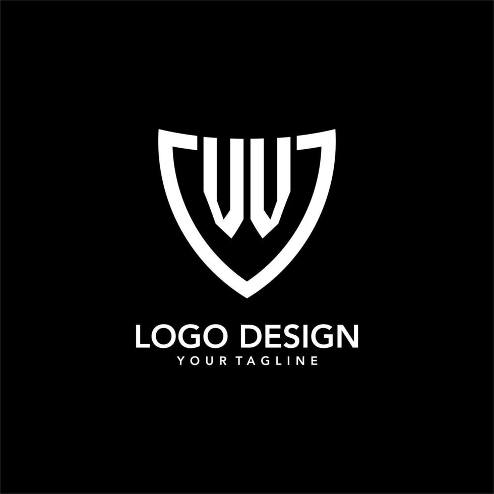 VV monogram initial logo with clean modern shield icon design vector