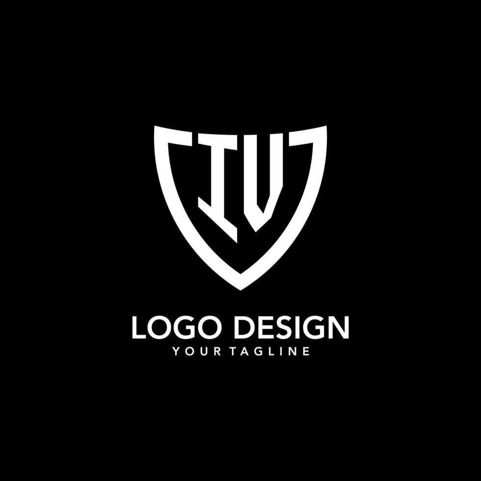 IV monogram initial logo with clean modern shield icon design vector