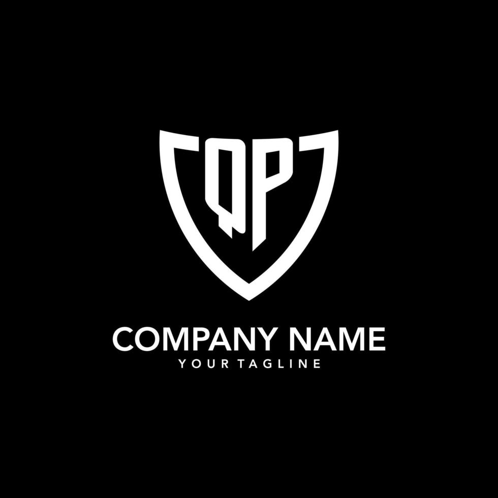 QP monogram initial logo with clean modern shield icon design vector
