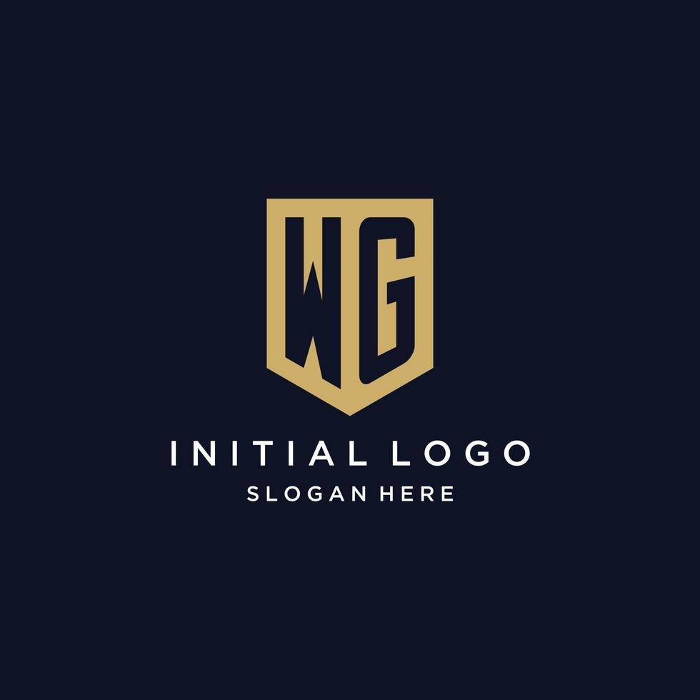 WG monogram initials logo design with shield icon vector