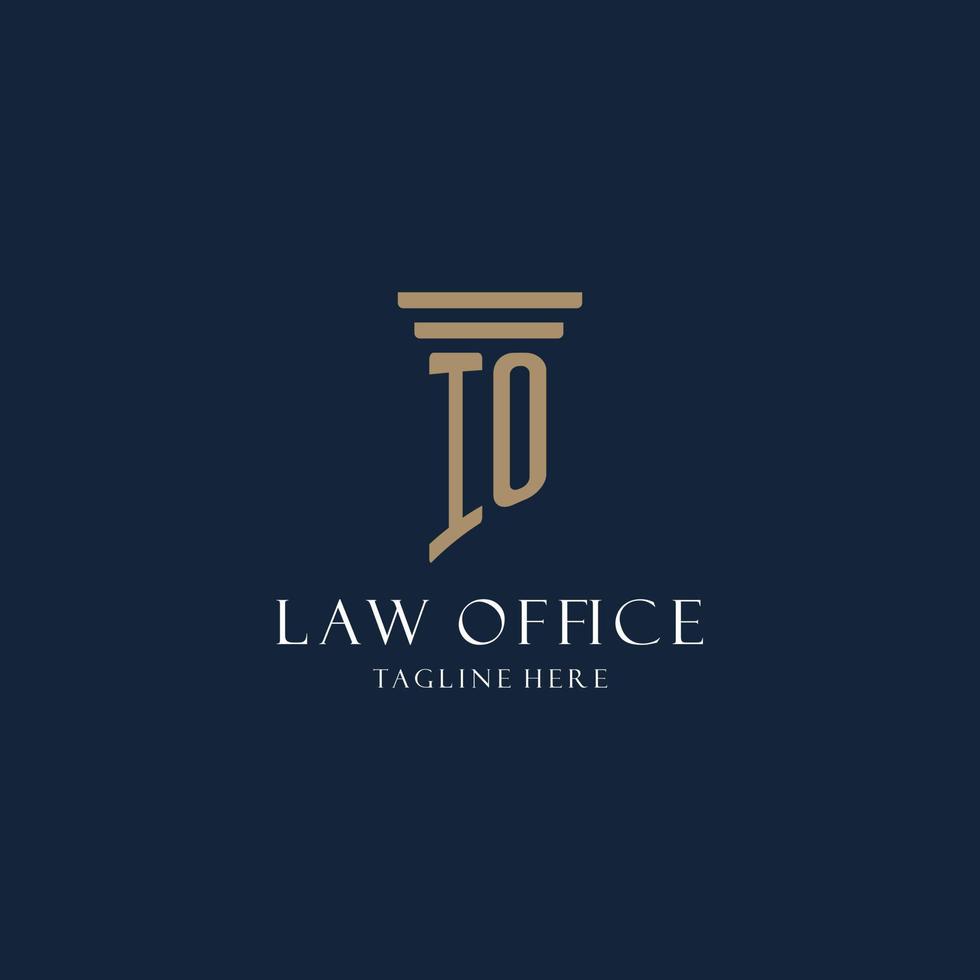 IO initial monogram logo for law office, lawyer, advocate with pillar style vector