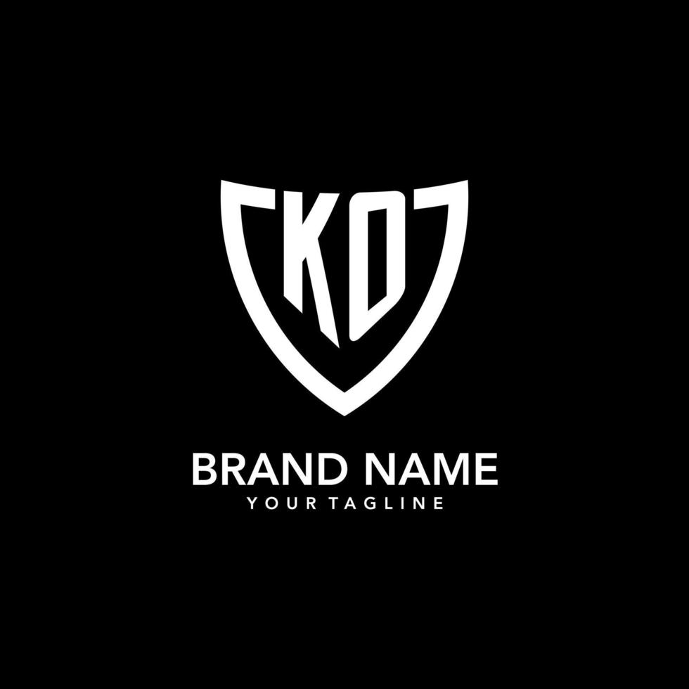 KO monogram initial logo with clean modern shield icon design vector