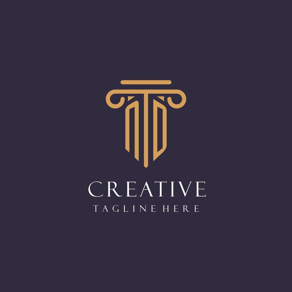 ND monogram initials design for law firm, lawyer, law office with pillar style vector