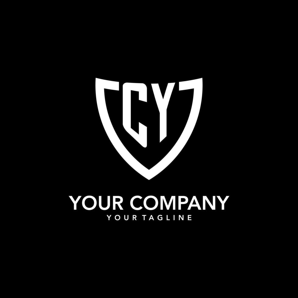 CY monogram initial logo with clean modern shield icon design vector