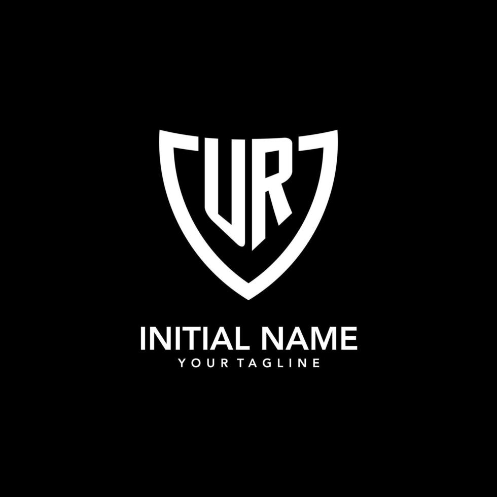 UR monogram initial logo with clean modern shield icon design vector