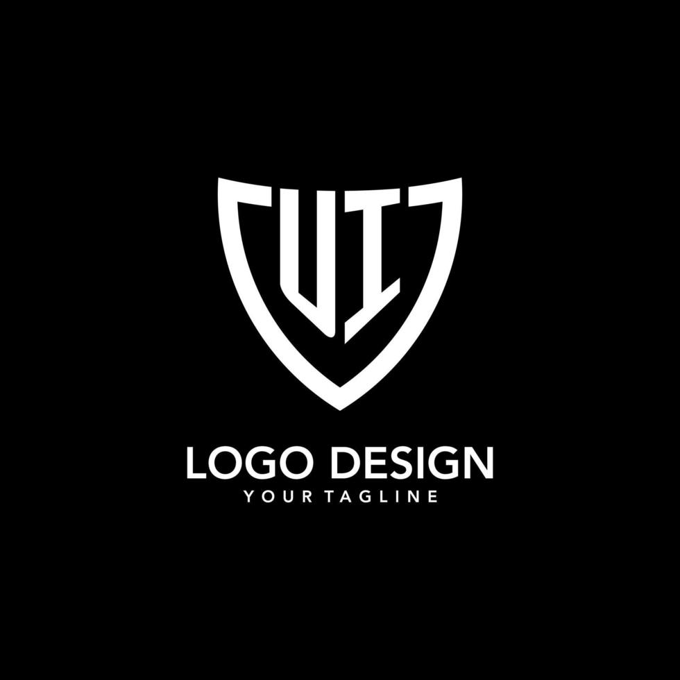 UI monogram initial logo with clean modern shield icon design vector