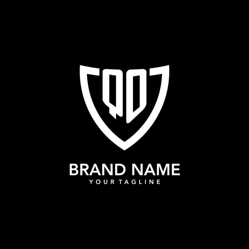 QO monogram initial logo with clean modern shield icon design vector