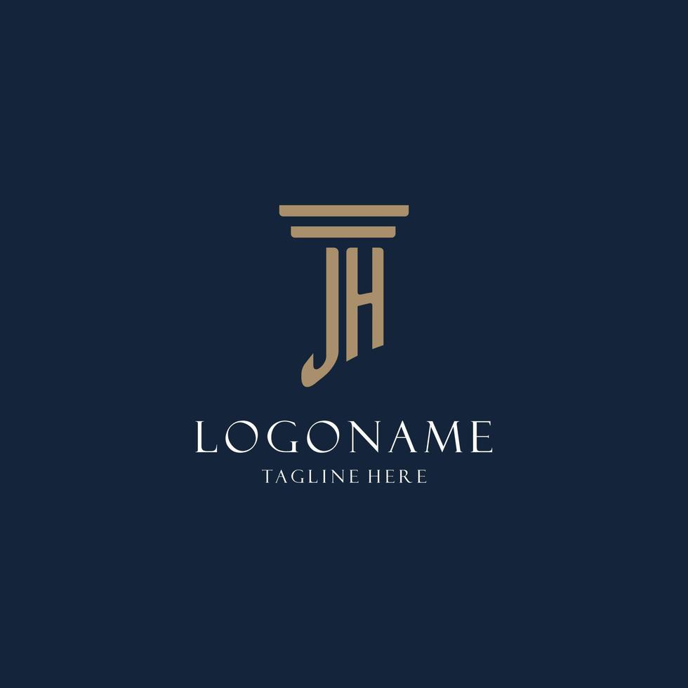 JH initial monogram logo for law office, lawyer, advocate with pillar style vector