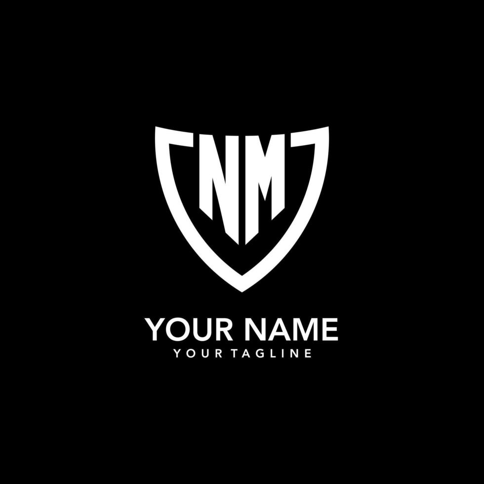 NM monogram initial logo with clean modern shield icon design vector