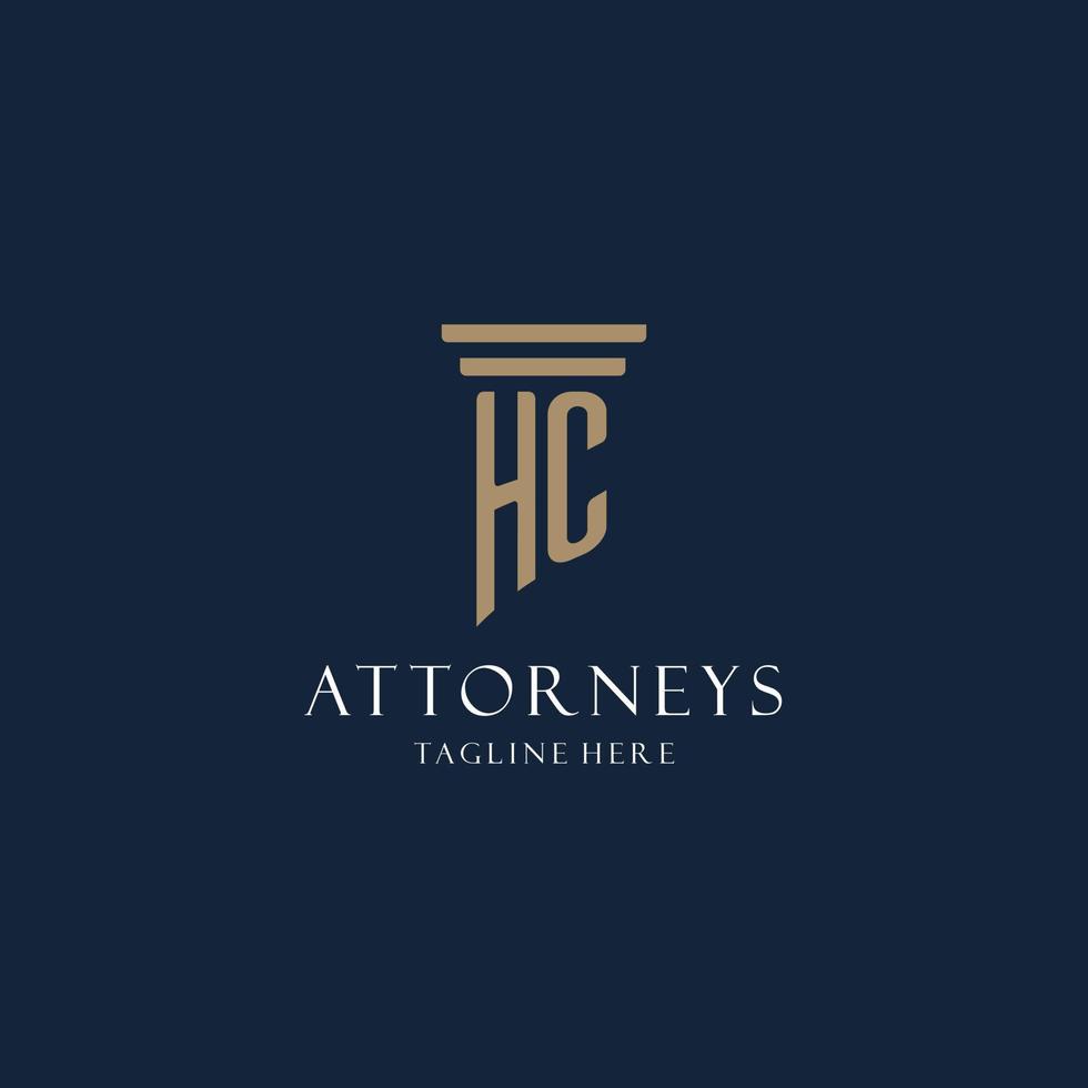 HC initial monogram logo for law office, lawyer, advocate with pillar style vector