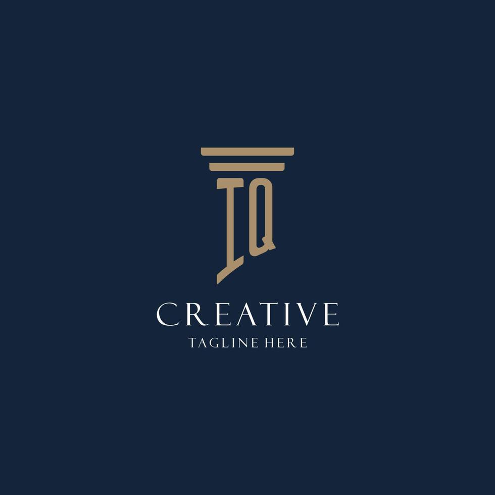 IQ initial monogram logo for law office, lawyer, advocate with pillar style vector