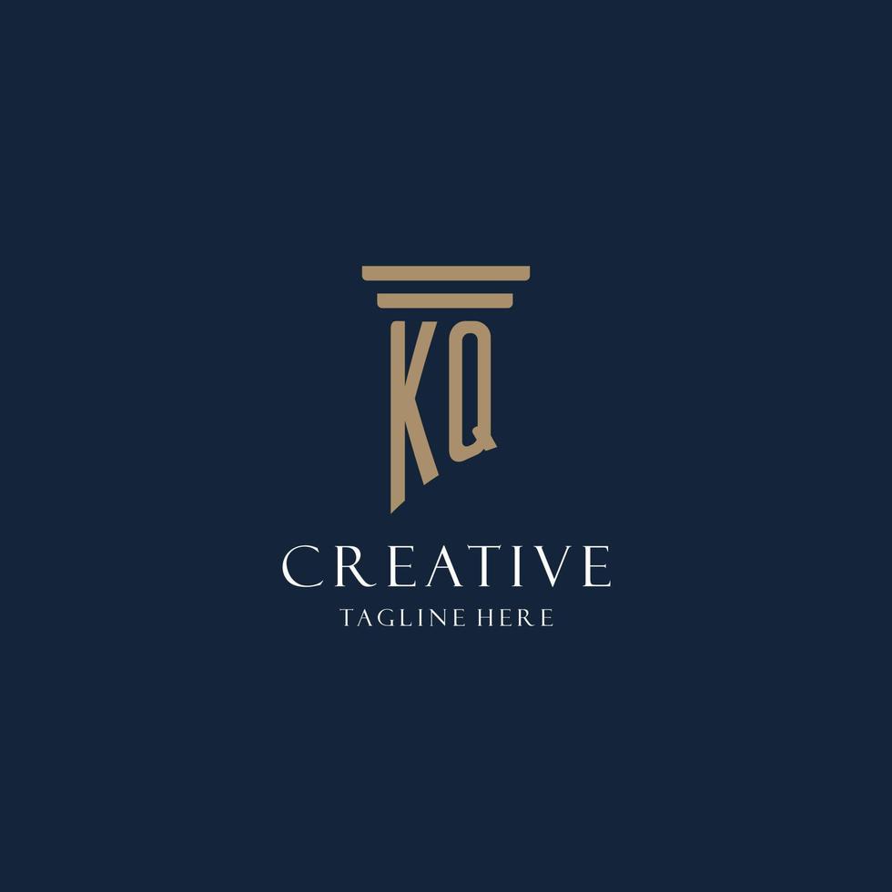 KQ initial monogram logo for law office, lawyer, advocate with pillar style vector