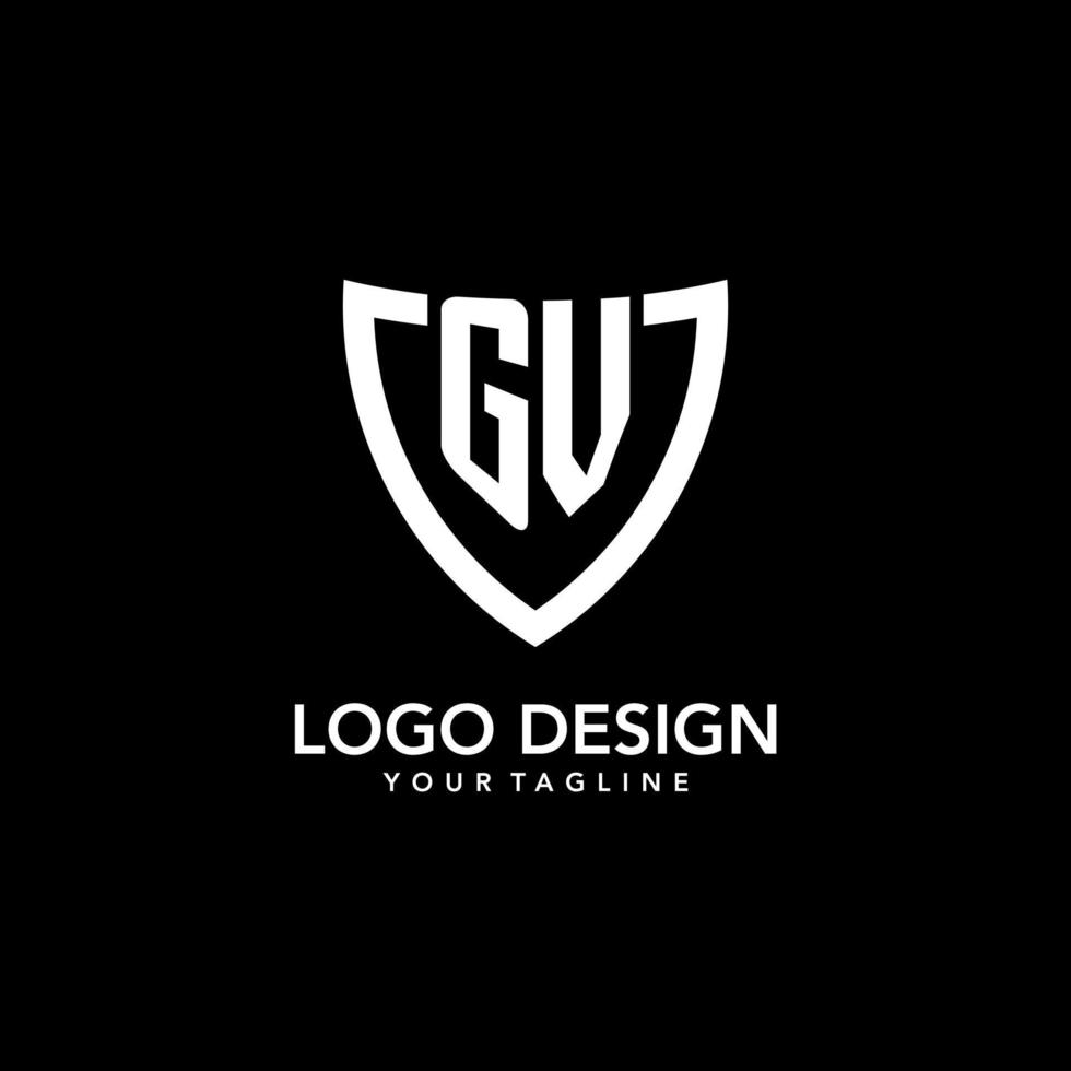 GV monogram initial logo with clean modern shield icon design vector