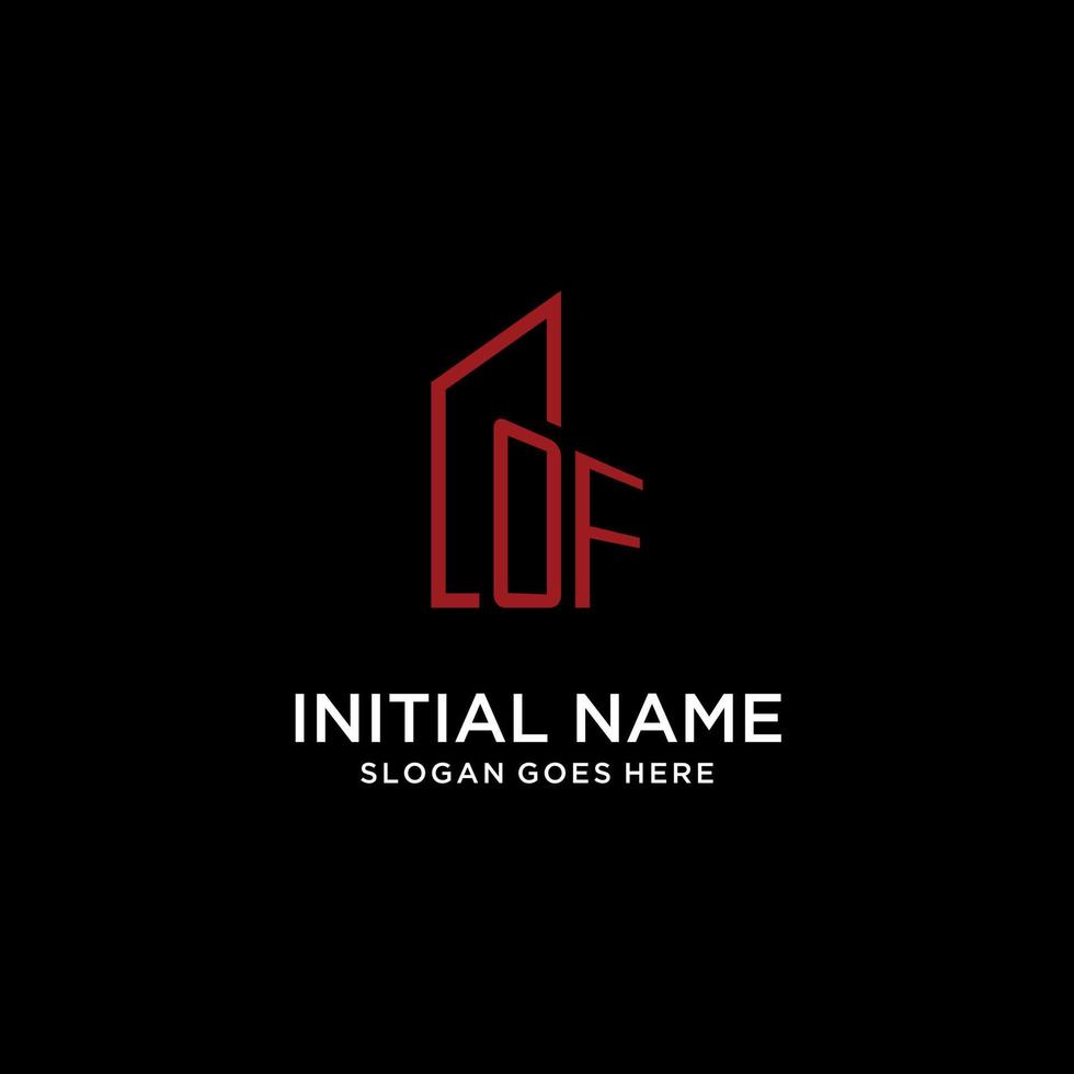 OF initial monogram with building logo design vector