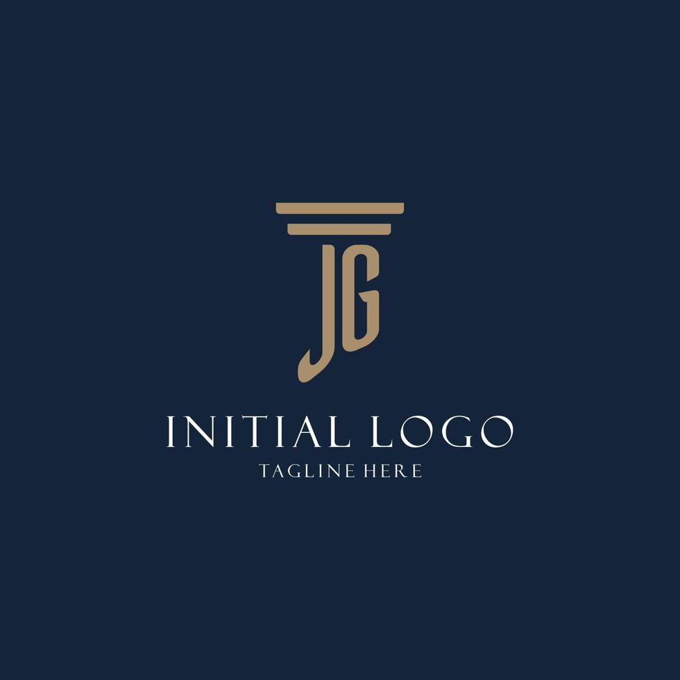 JG initial monogram logo for law office, lawyer, advocate with pillar style vector