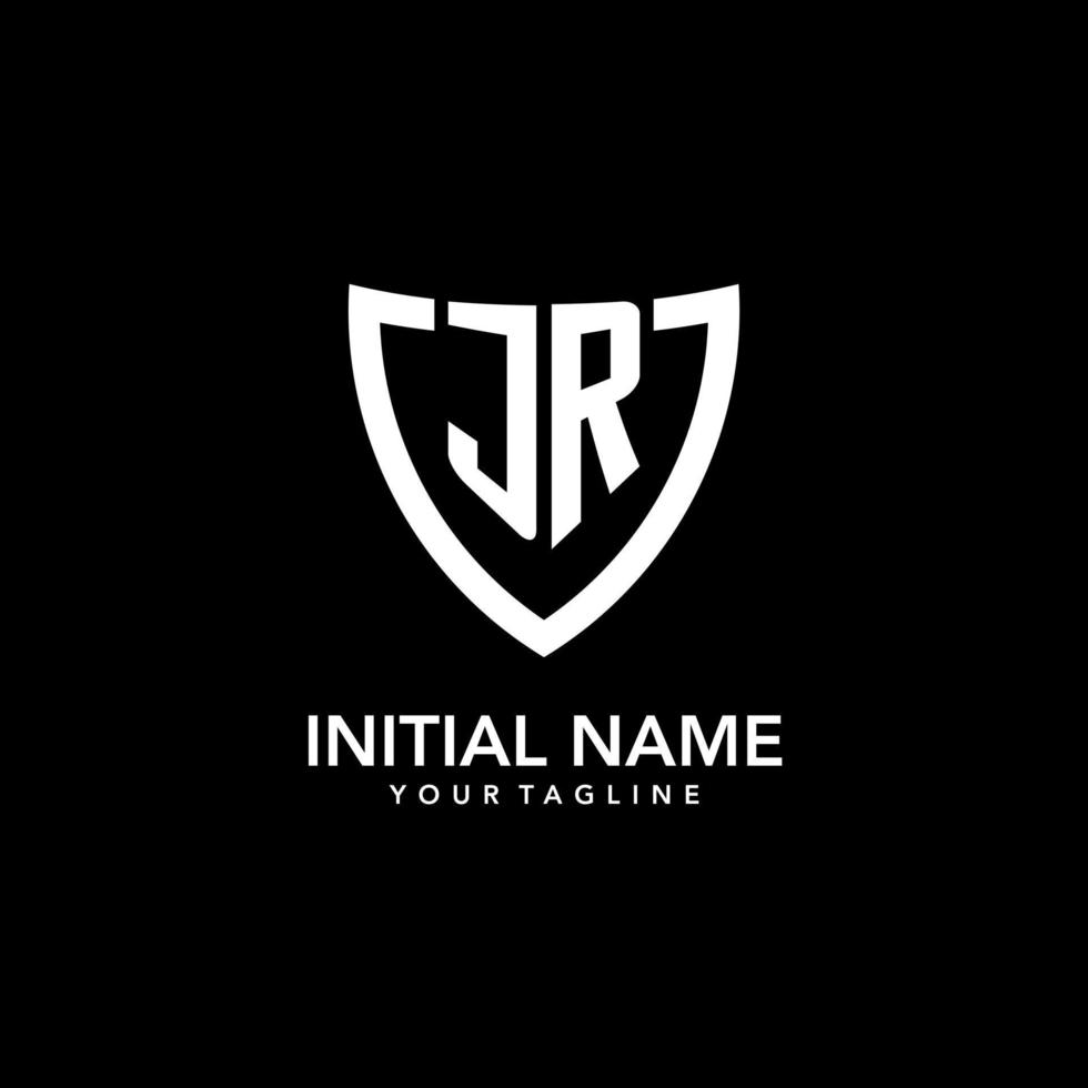 JR monogram initial logo with clean modern shield icon design vector