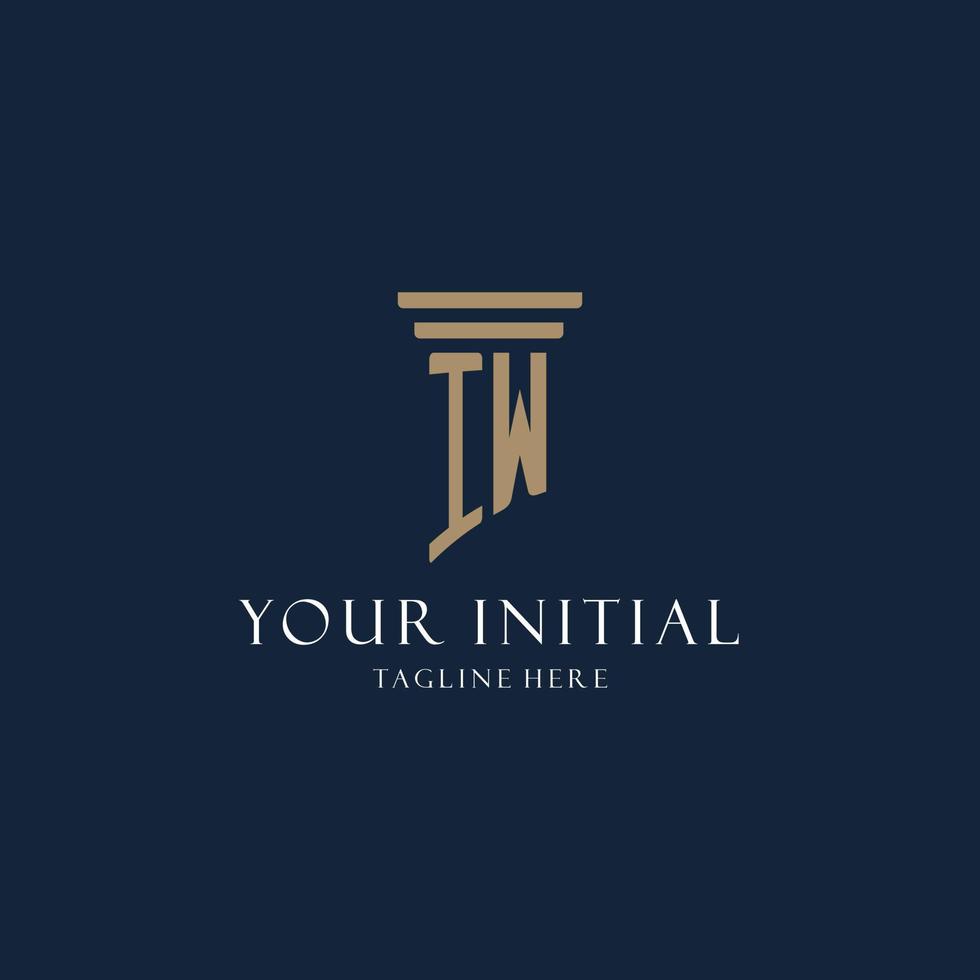 IW initial monogram logo for law office, lawyer, advocate with pillar style vector