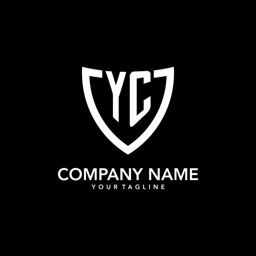 YC monogram initial logo with clean modern shield icon design vector