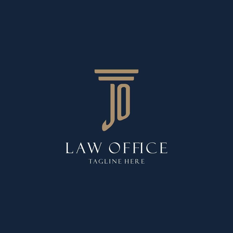 JO initial monogram logo for law office, lawyer, advocate with pillar style vector