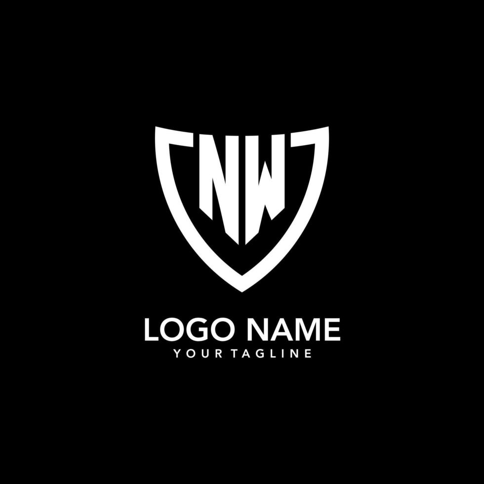 NW monogram initial logo with clean modern shield icon design vector