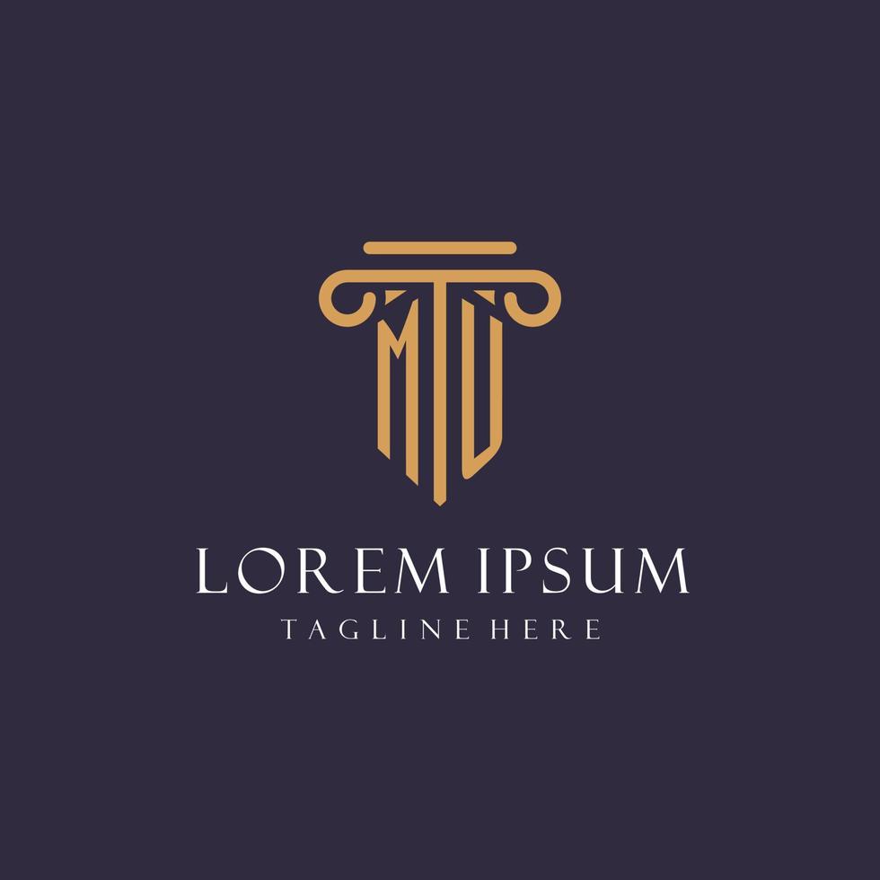 MU monogram initials design for law firm, lawyer, law office with pillar style vector
