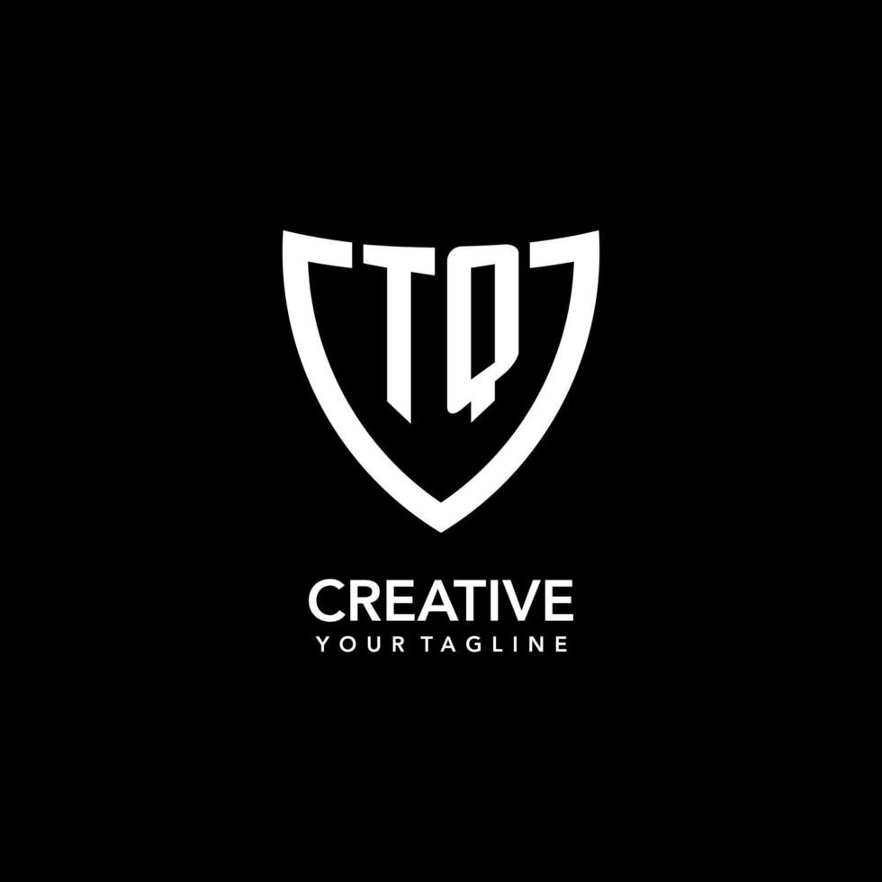 TQ monogram initial logo with clean modern shield icon design vector