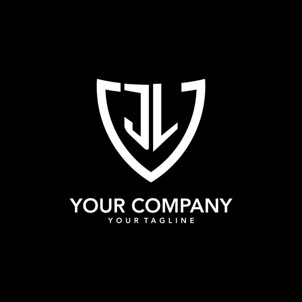 JL monogram initial logo with clean modern shield icon design vector
