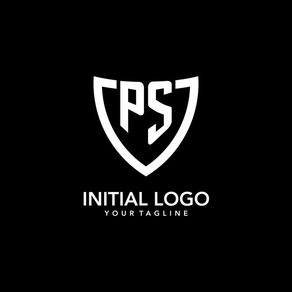 PS monogram initial logo with clean modern shield icon design vector
