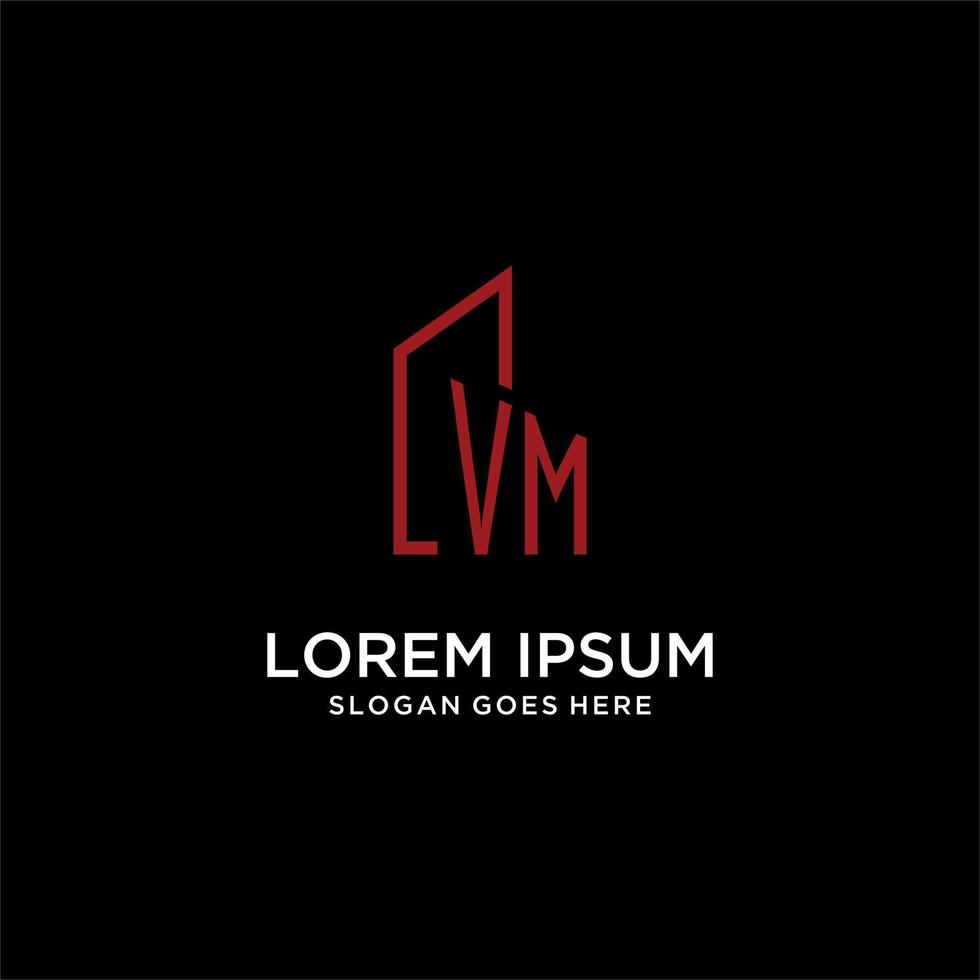 VM initial monogram with building logo design vector
