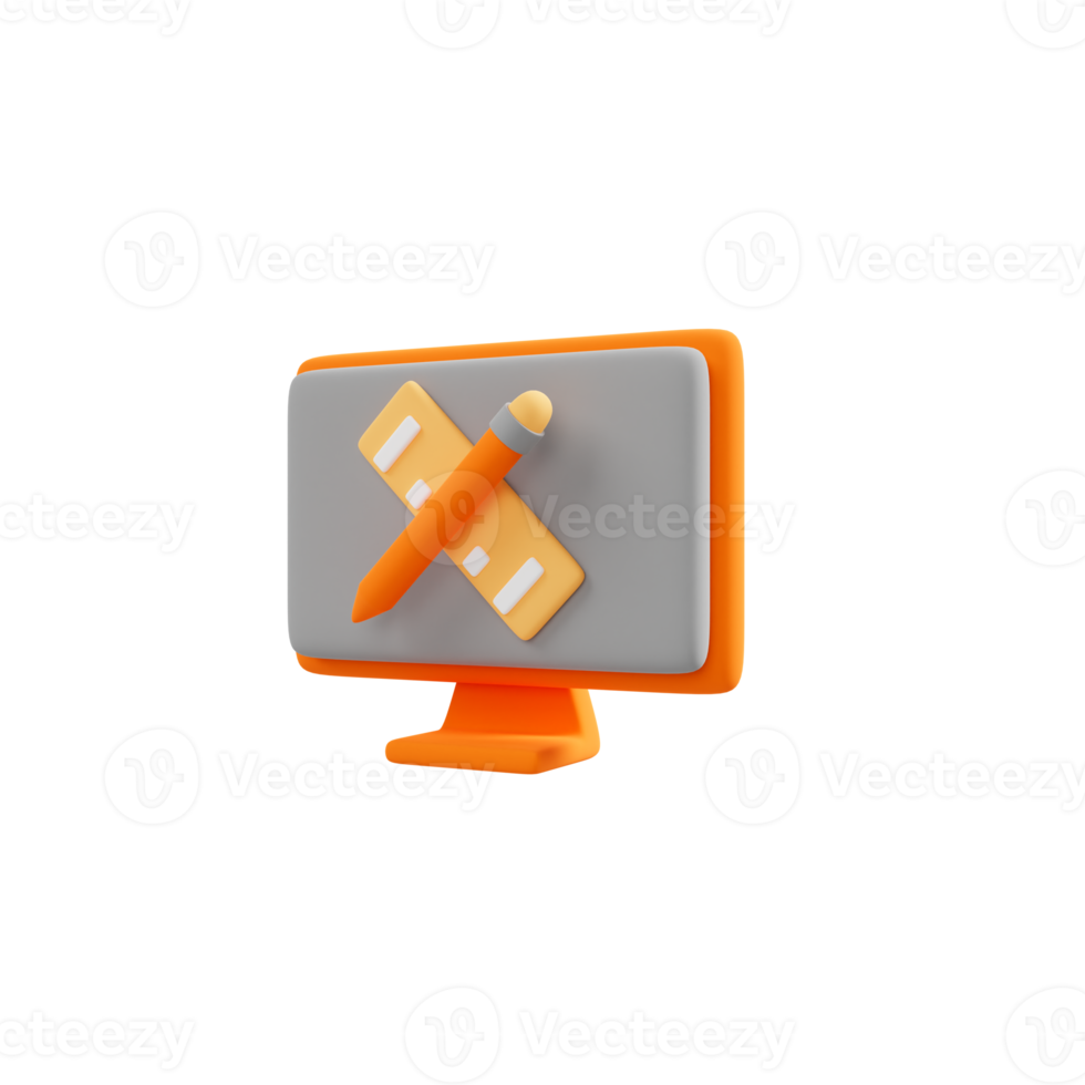 online education and E-Learning 3D icon png