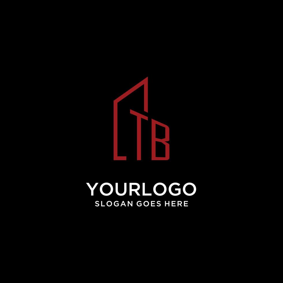 TB initial monogram with building logo design vector