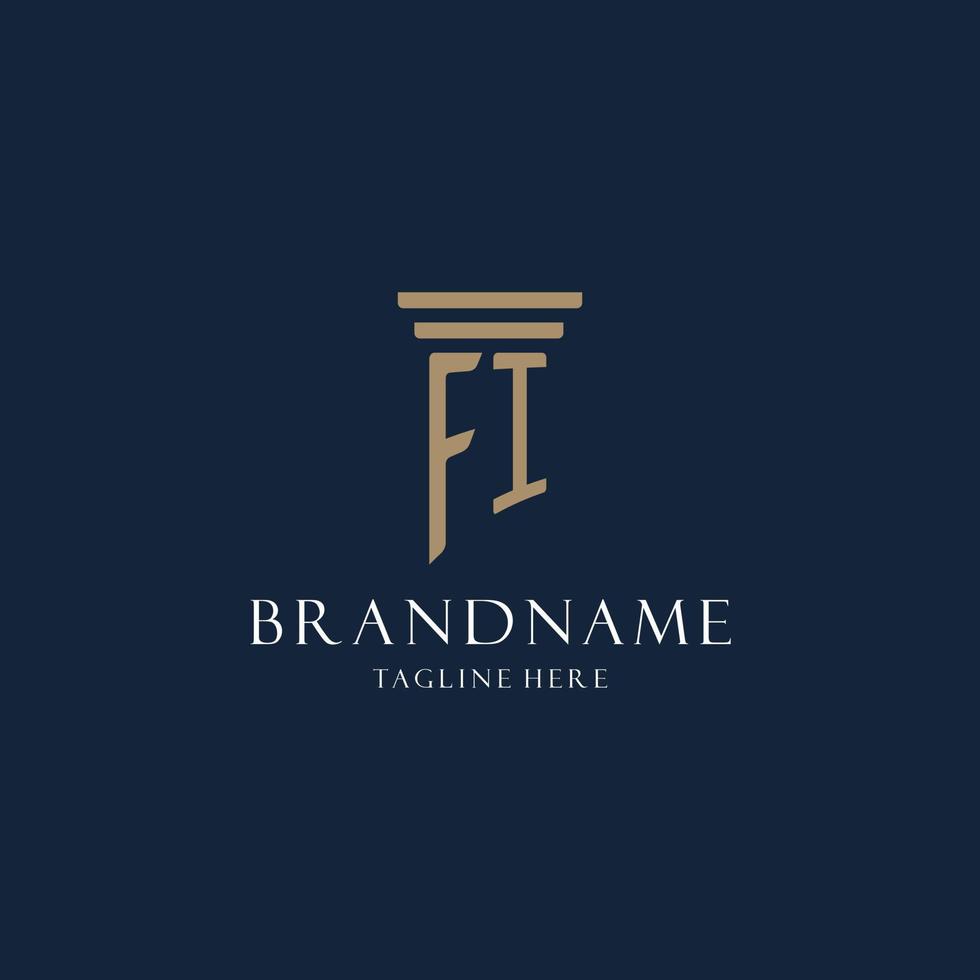 FI initial monogram logo for law office, lawyer, advocate with pillar style vector