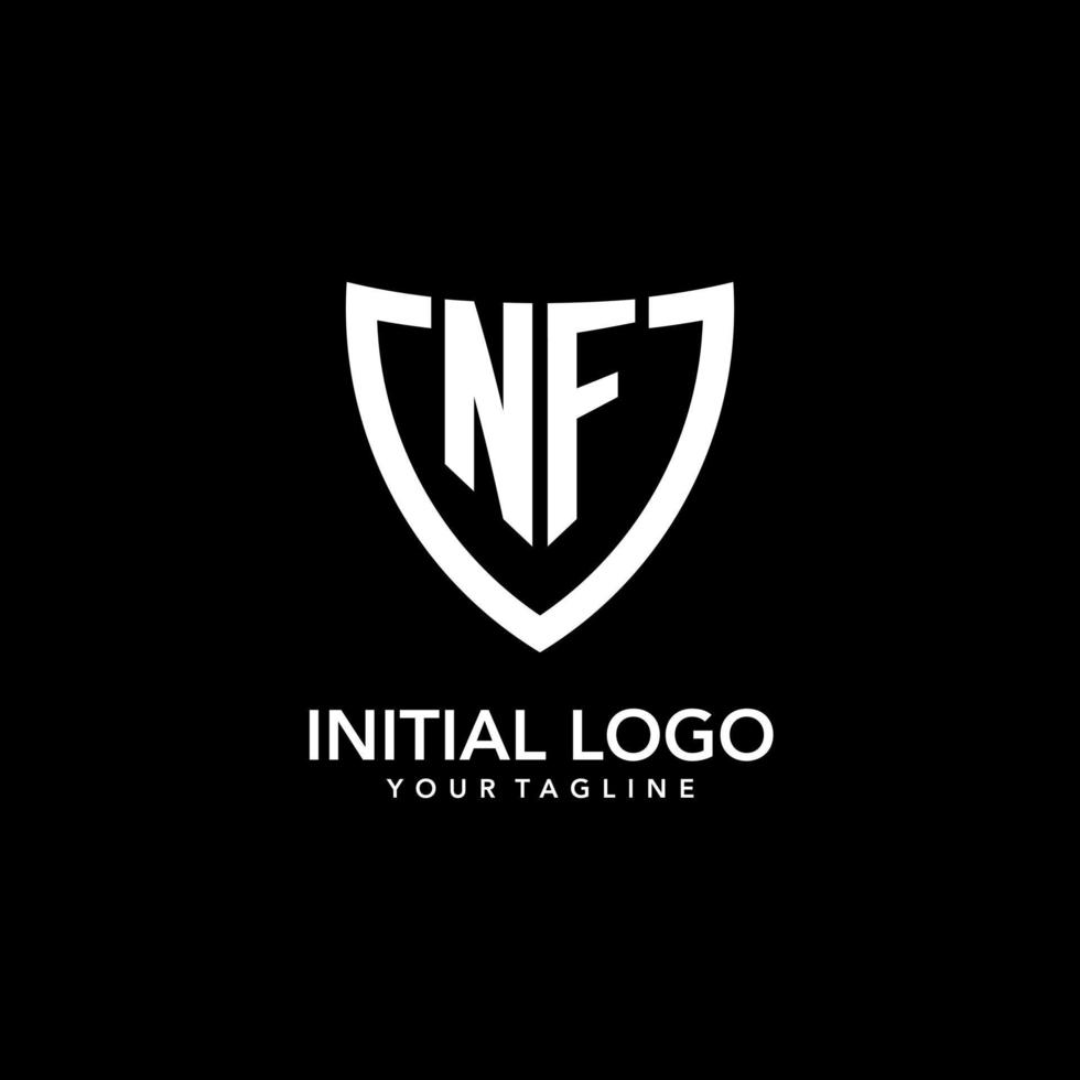 NF monogram initial logo with clean modern shield icon design vector