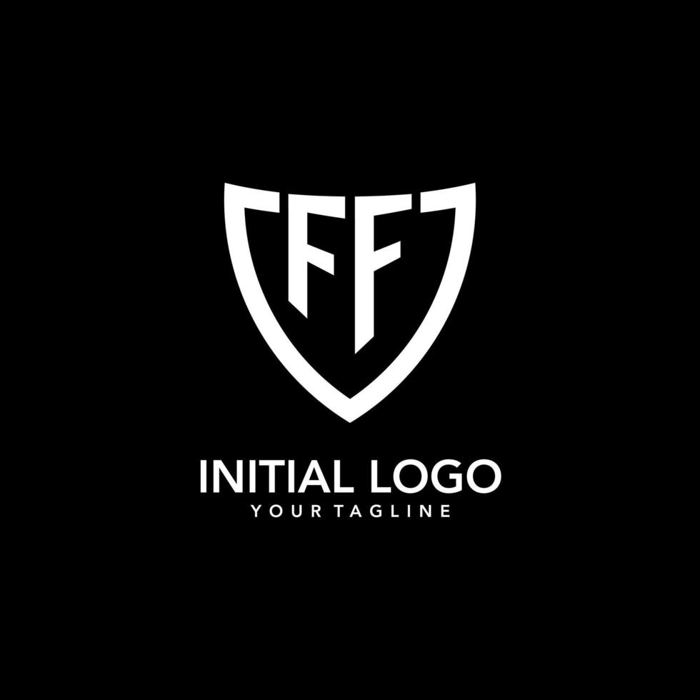 logotipo inicial del monograma ff con un diseño de icono de escudo limpio y moderno vector
