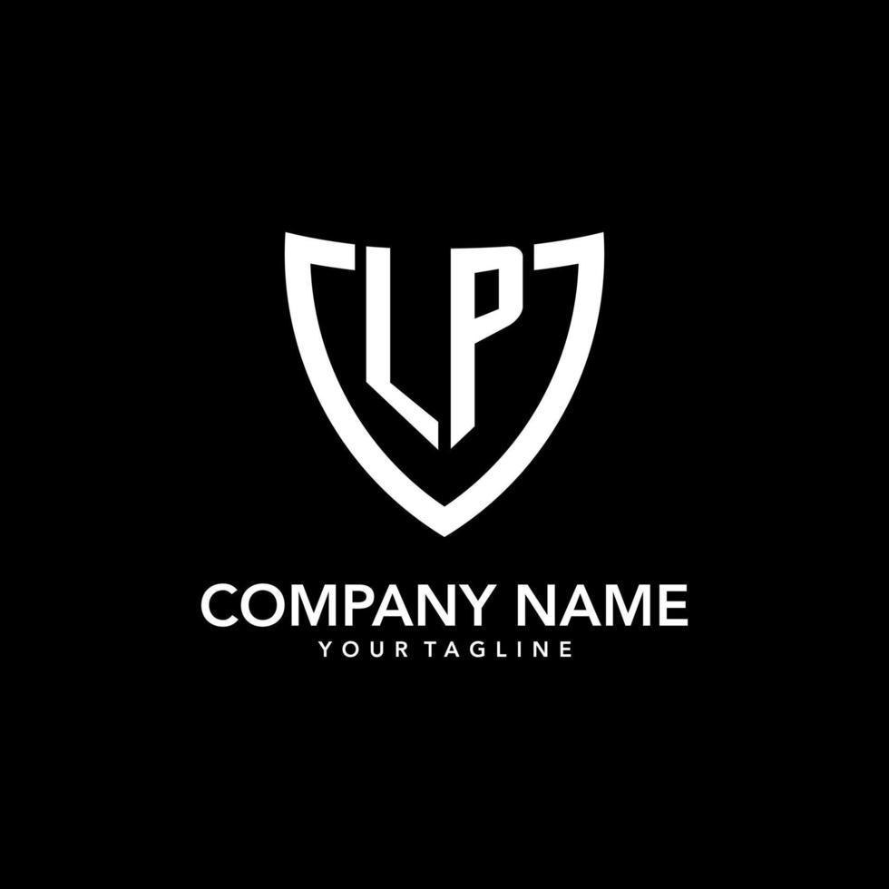 LP monogram initial logo with clean modern shield icon design vector