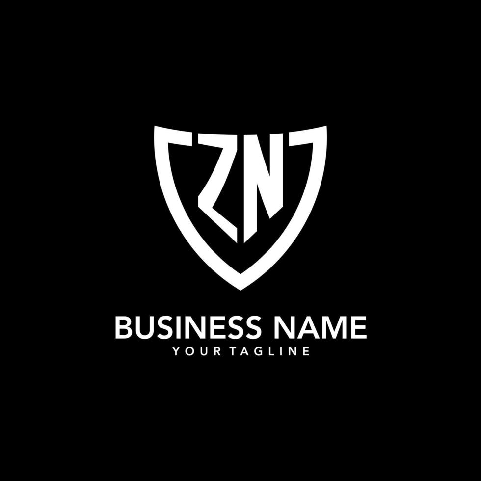 ZN monogram initial logo with clean modern shield icon design vector
