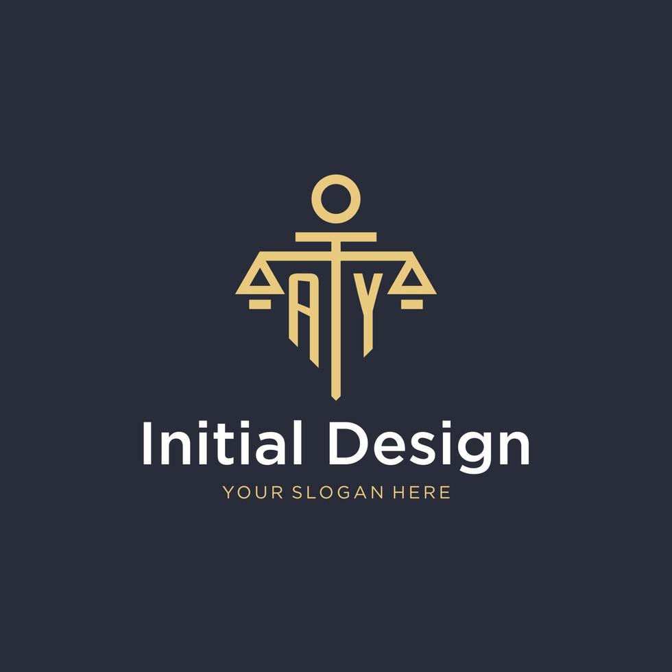 AY initial monogram logo with scale and pillar style design 15444316