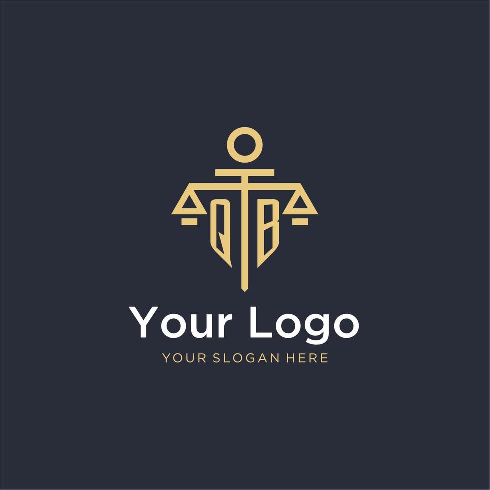 QB initial monogram logo with scale and pillar style design vector